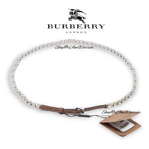 Authentic Burberry malt brown leather silver tone bicycle chain belt *iamwarrior